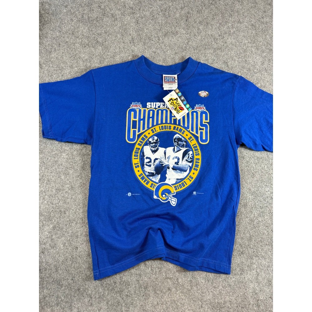 Vintage St Louis Rams Super Bowl XXXIV Champions T-Shirt Kids Large NWT Baby TEe